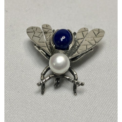 Broche Bruno da Rocha vlieg Lapis Lazuli / parel