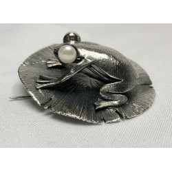 Broche Bruno da Rocha kikker op waterlelie zilver 925