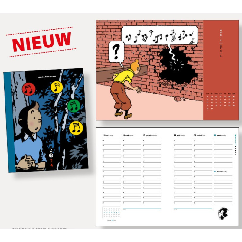 Pre-Order 2024 Kantooragenda Kuifje en de muziek 15x21cm (24466)