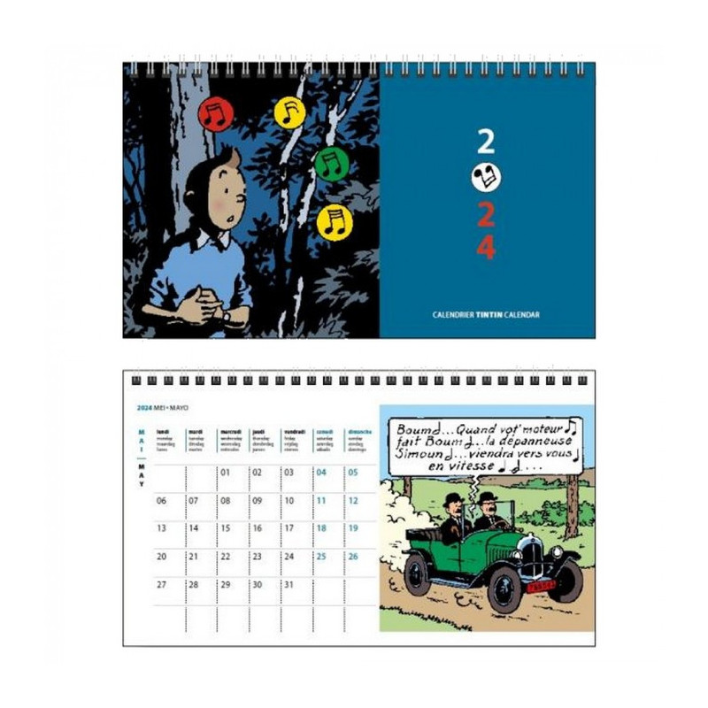 Pre-Order 2024 Desktop Calendar Tintin and the music 21x12,5cm (24465)